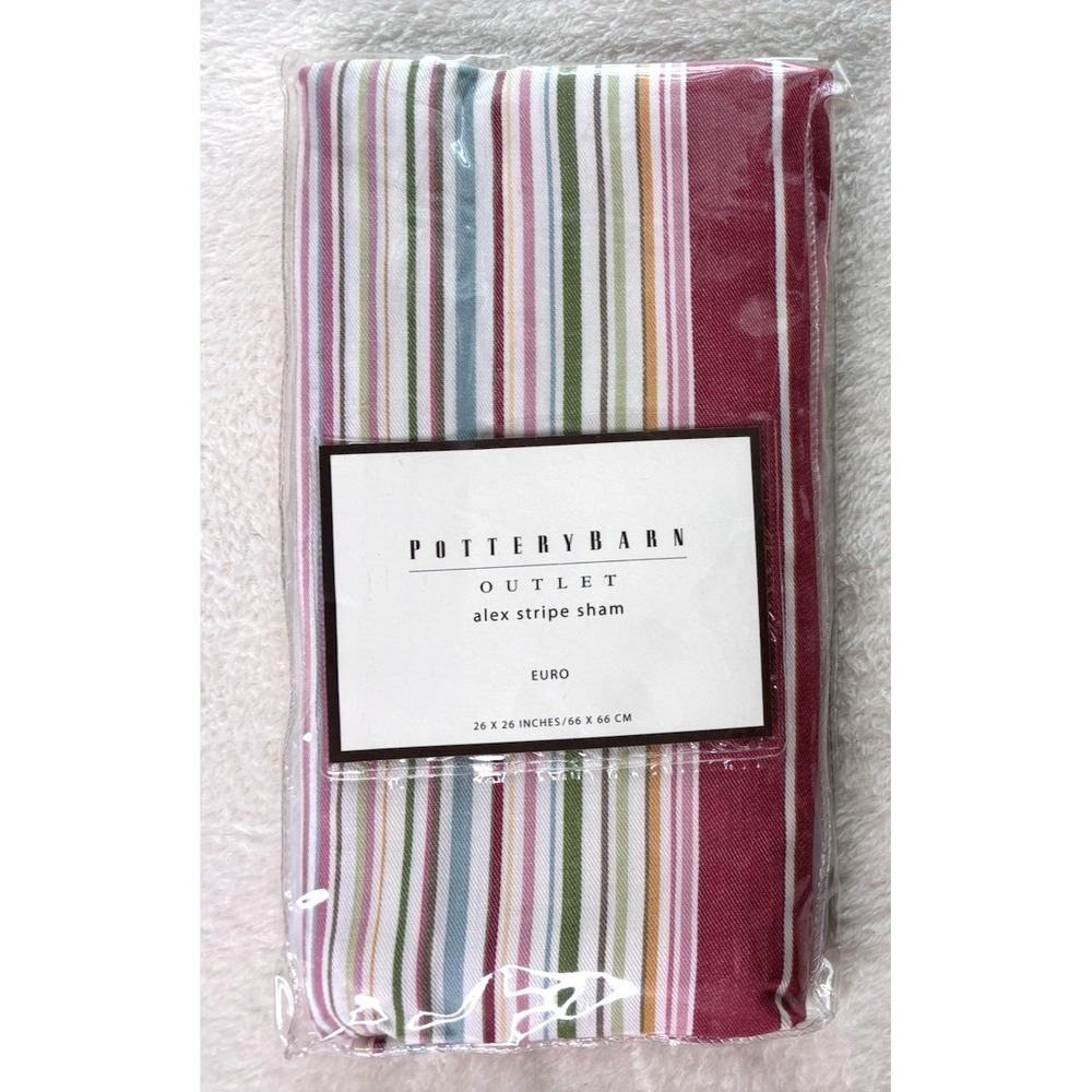 Pottery Barn Alex Stripe Sham 100% Cotton Euro 26 x 26 NEW